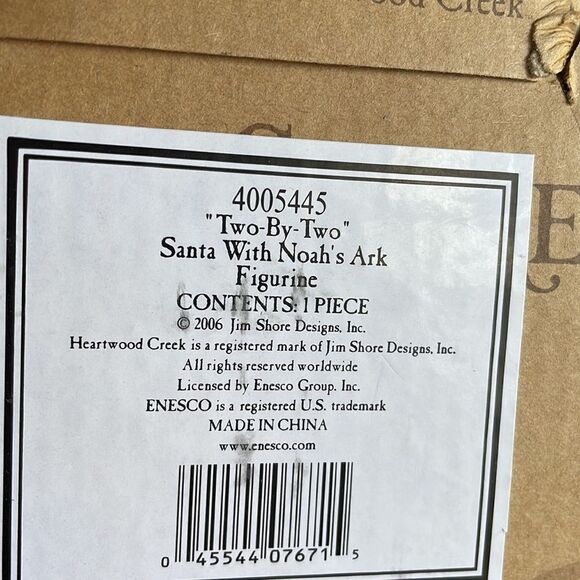 New in Box Jim Shore 2007 Two By Two Santa With Noah’s Ark Figurine - Picture 7 of 7